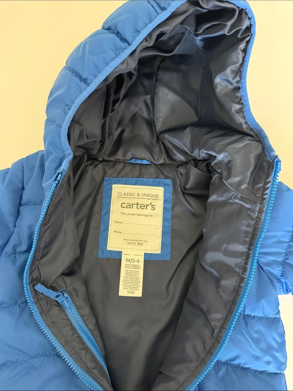 Carter's Royal Blue Hooded Puffer Jacket size 5/6 KIDS
